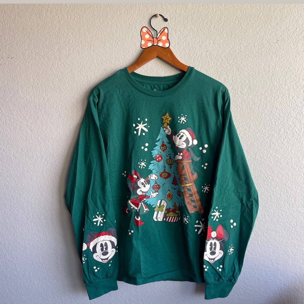 DISNEY STORE Christmas Tree Green Long Sleeve Shirt, ready for the Holidays!🎄